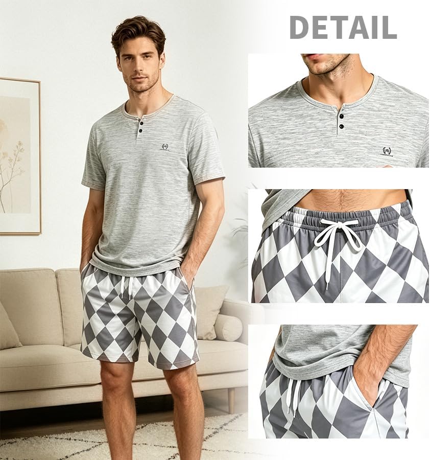 Men's Pajama Lounge Set - Soft 2 Piece Casual Sleepwear