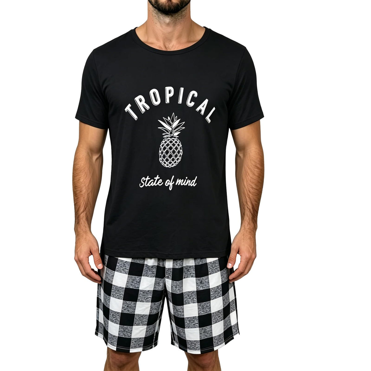 Men's Summer Pajama Set - Short Sleeve & Shorts Lounge Wear