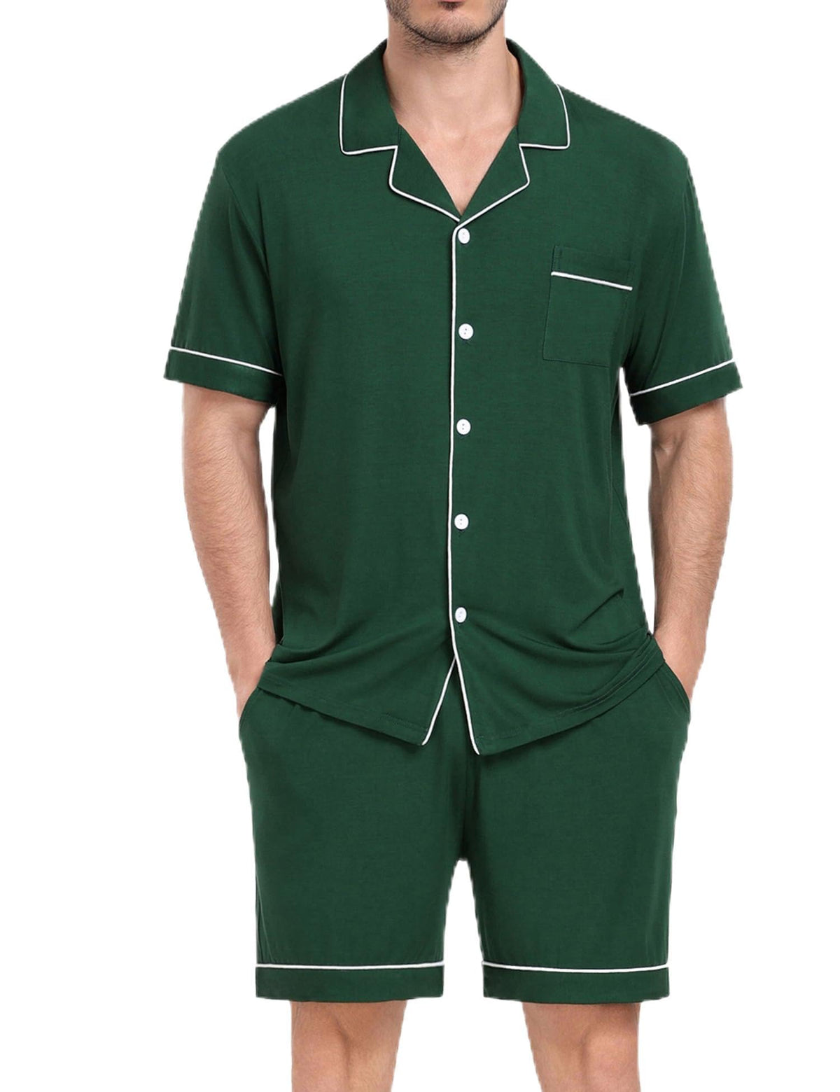 Mens 2 Piece Short Sleeve Button Down Pajama Set, S-3XL