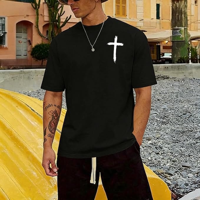 Christian Shirts for Men Jesus Cross Casual Tops