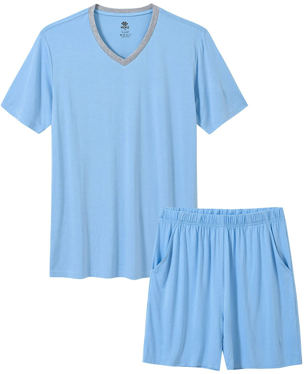 MoFiz Mens Pajamas Set Short Sleeve PJ's Sleep Lounge Sleepwear Cool Pyjama Summer Sets Comfortable Lightweight