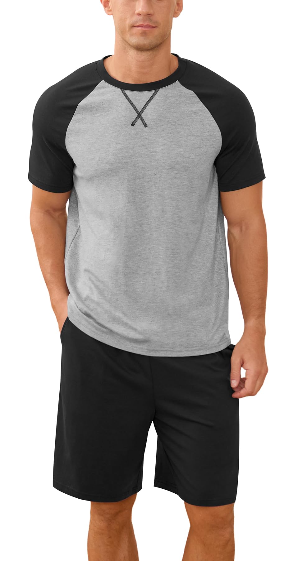 NITAGUT Mens Pajama Set Summer 2 Piece Loungewear Short Sleeve Pjs