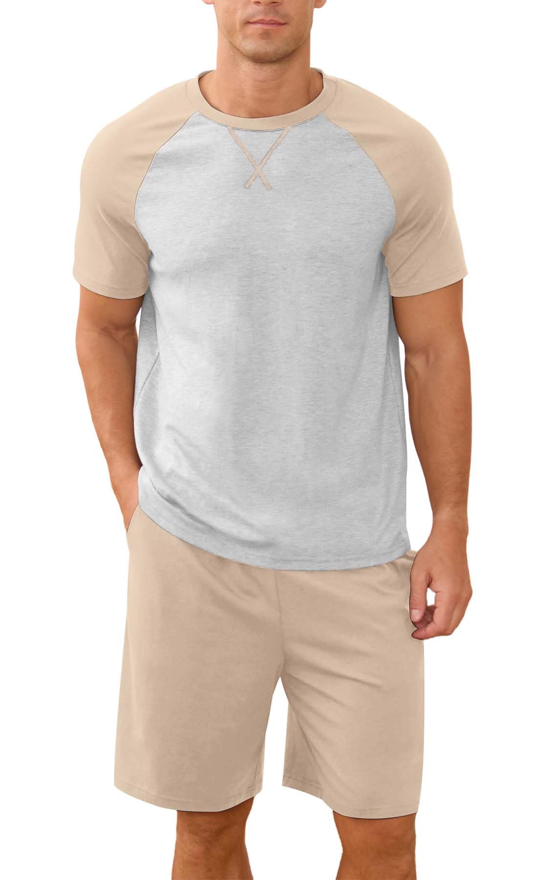 NITAGUT Mens Pajama Set Summer 2 Piece Loungewear Short Sleeve Pjs