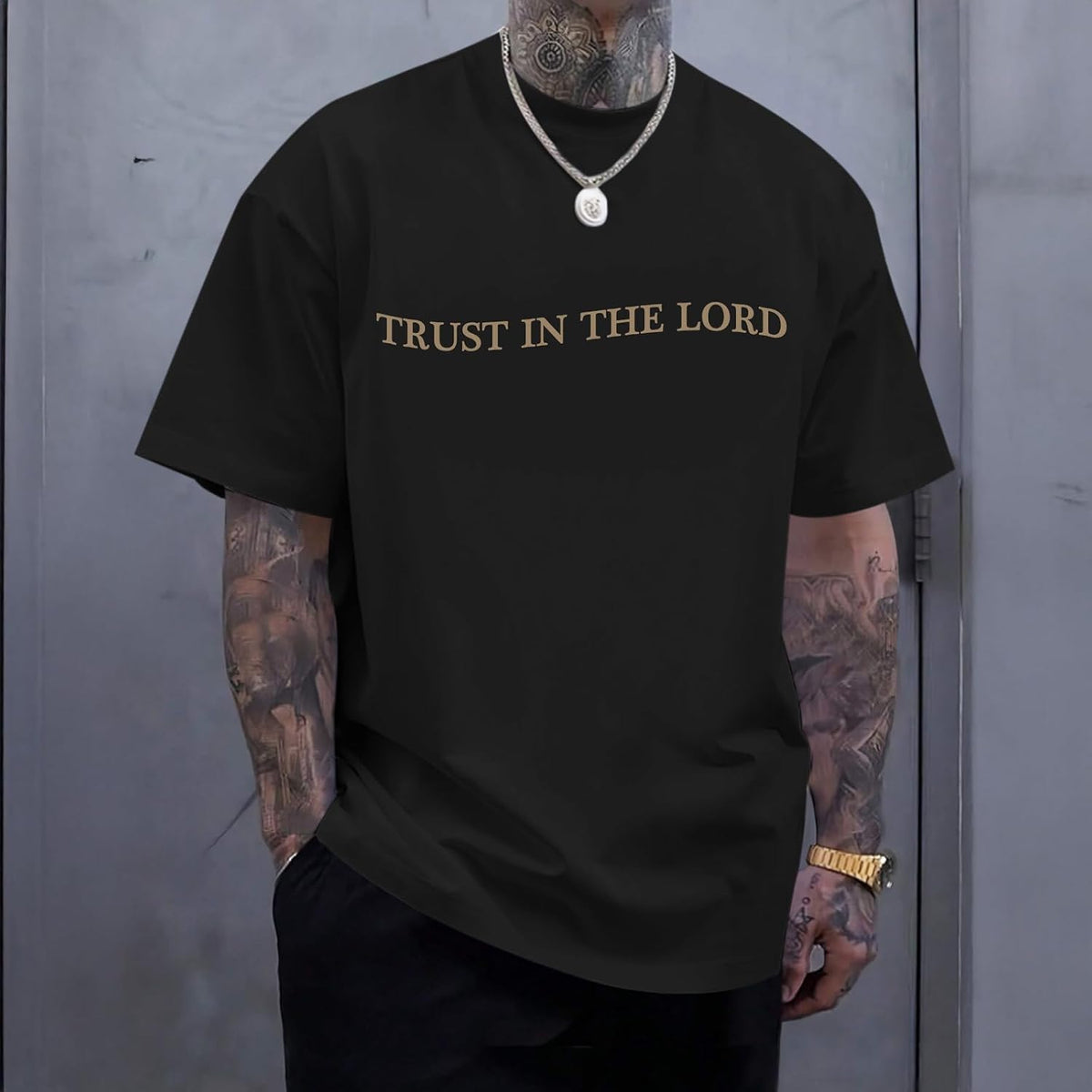 Christian Jesus Shirts for Men Trust in The Lord Tshirt God Faith Religious Bible Verse Oversized Graphic Cotton Tees