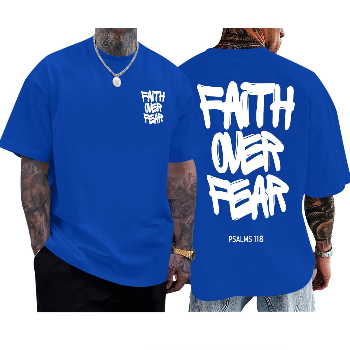 Christian Faith Over Fear Shirts for Men Jesus Religious Shirt Inspirational Oversized Graphic Tees God T-Shirt Tops