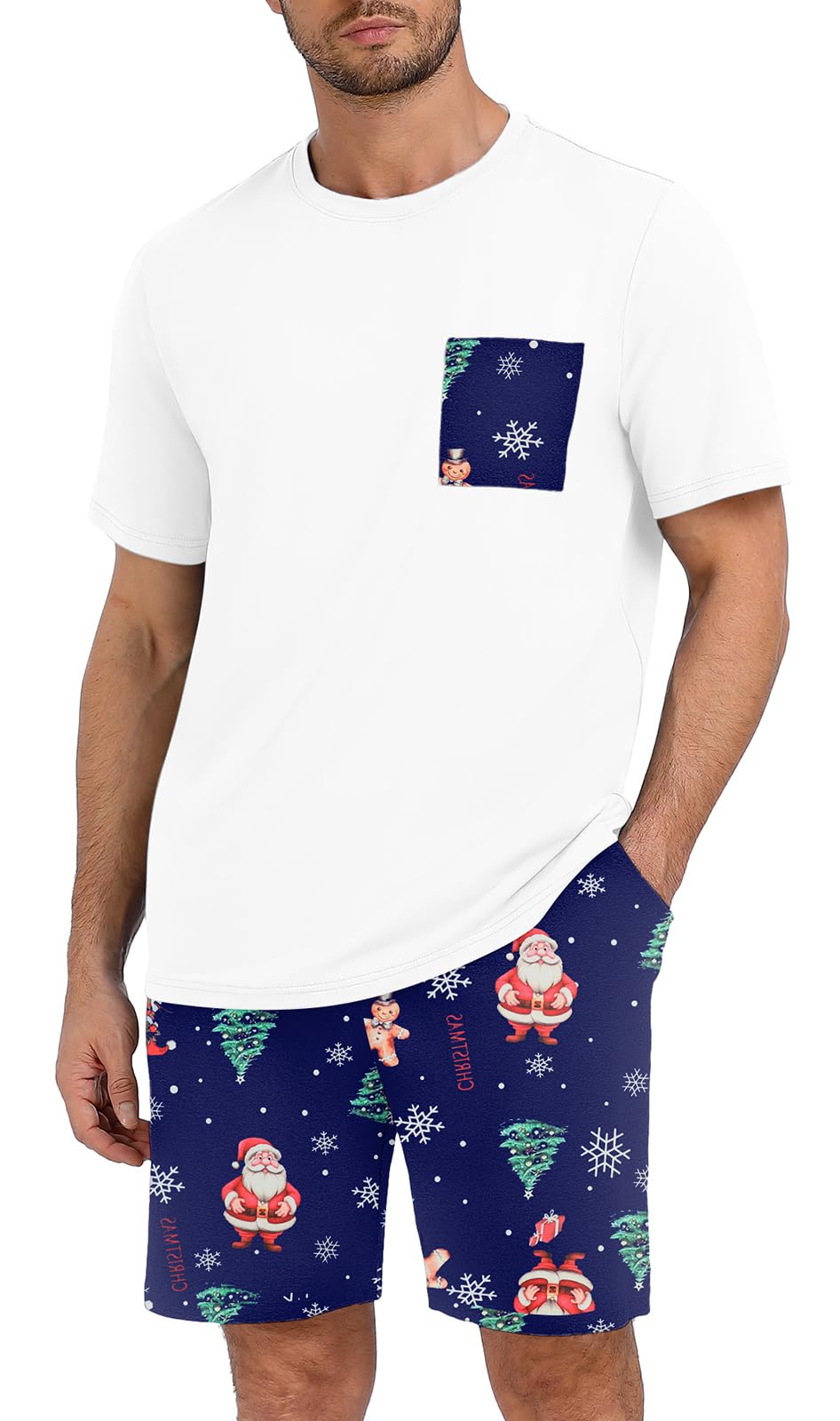 Couples Pajamas Set Short Sleeve Raglan Shirts and Shorts Lounge Sleepwear