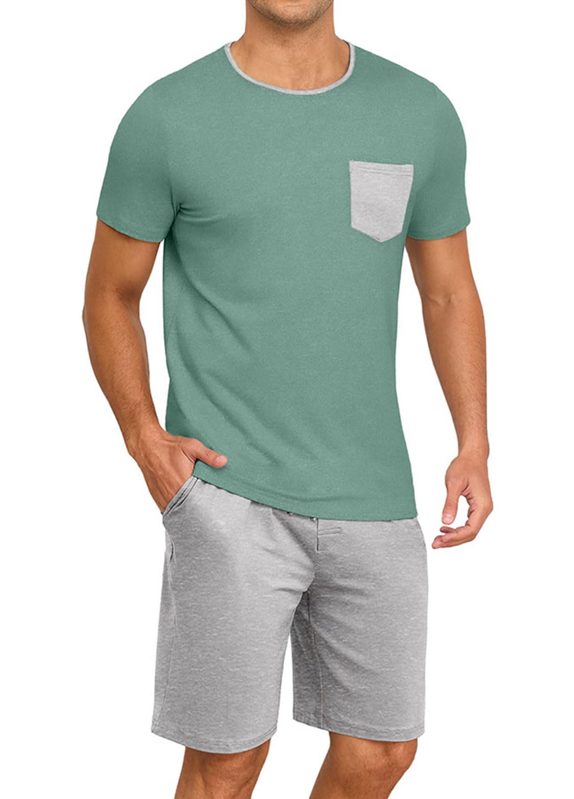 PrinStory Mens Pajamas Set Short Sleeve Pjs Sets S-3XL