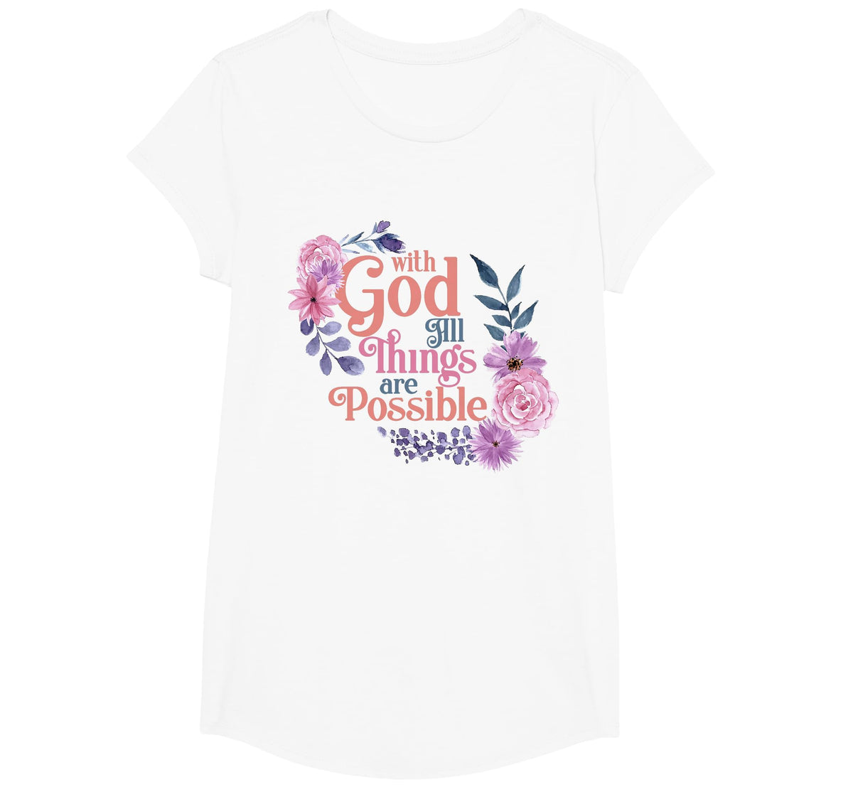 with God All Things are Possible Prayer Bible Verse T-Shirt