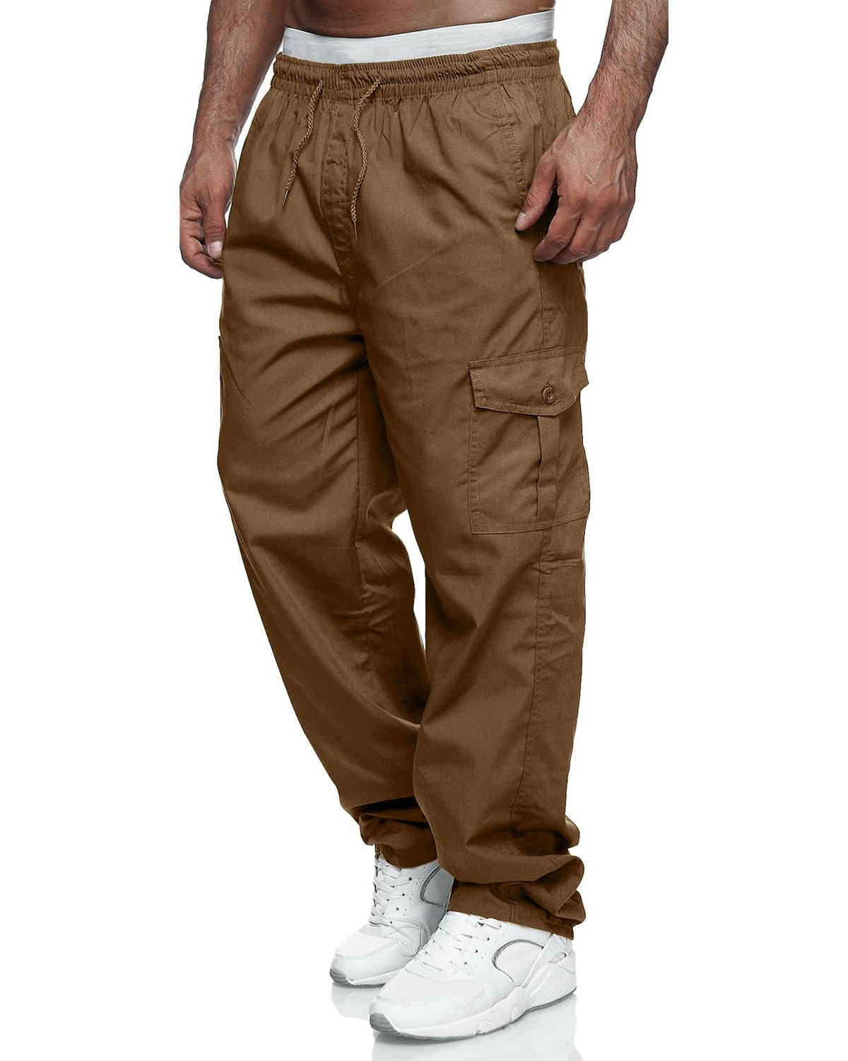 Men's Cargo Pants Relaxed Fit Sweatpants Drawstring Waist Trousers