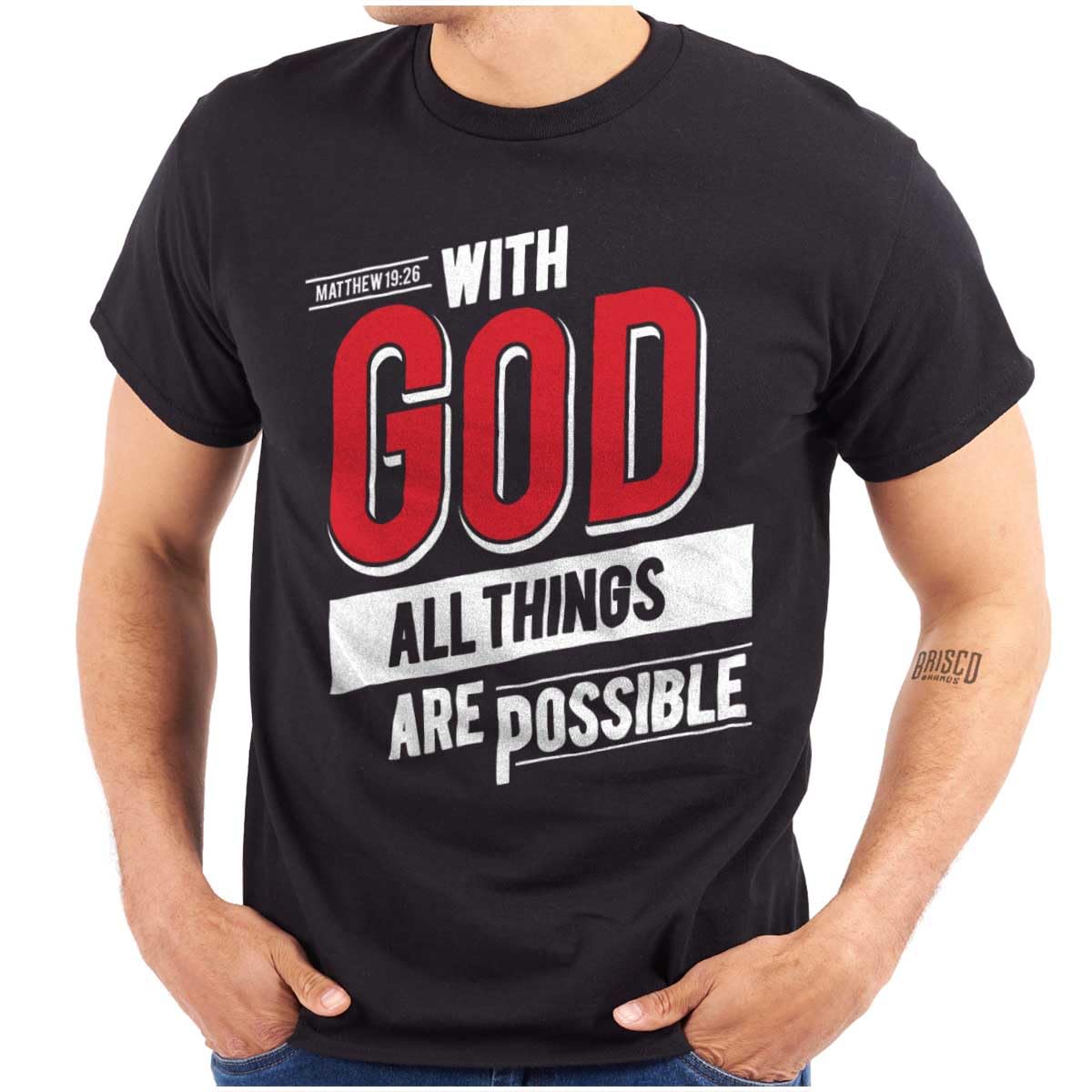 with God All Things are Possible Mens Graphic T Shirt Tees