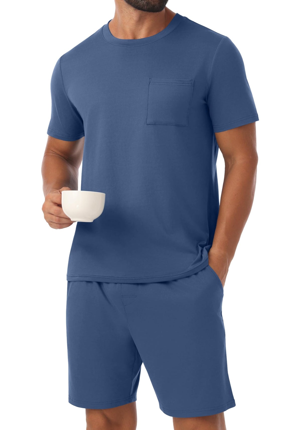 PrinStory Mens Pajamas Set Summer Short Sleeve Pjs Set S-3XL