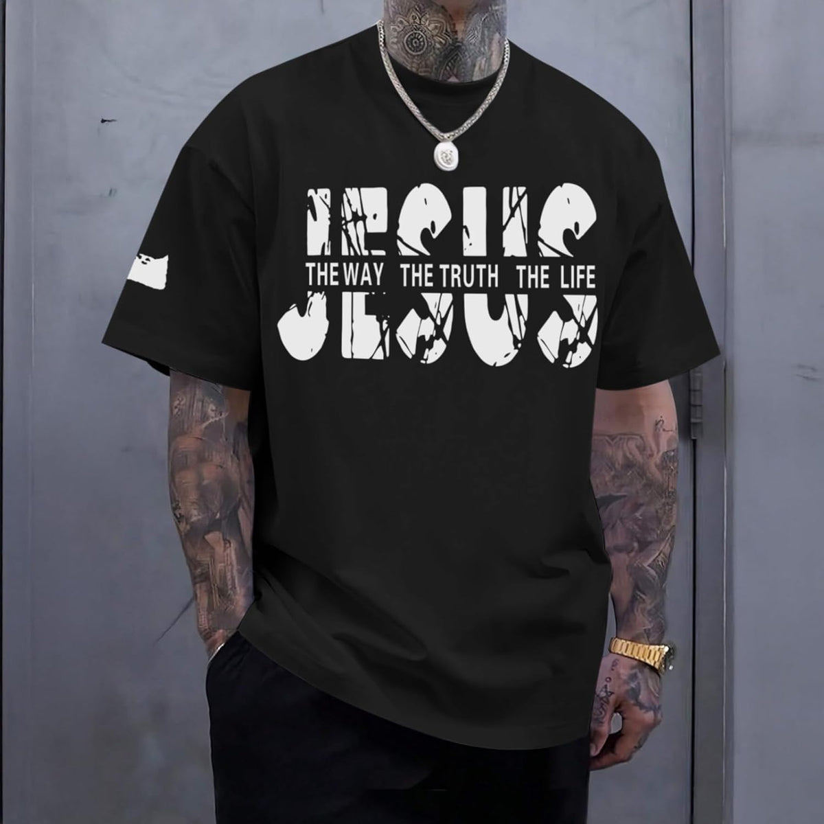 Christian Jesus Faith Shirts for Men God Religious Cross Bible Verse Inspirational Shirt Oversized Graphic Tees Tops