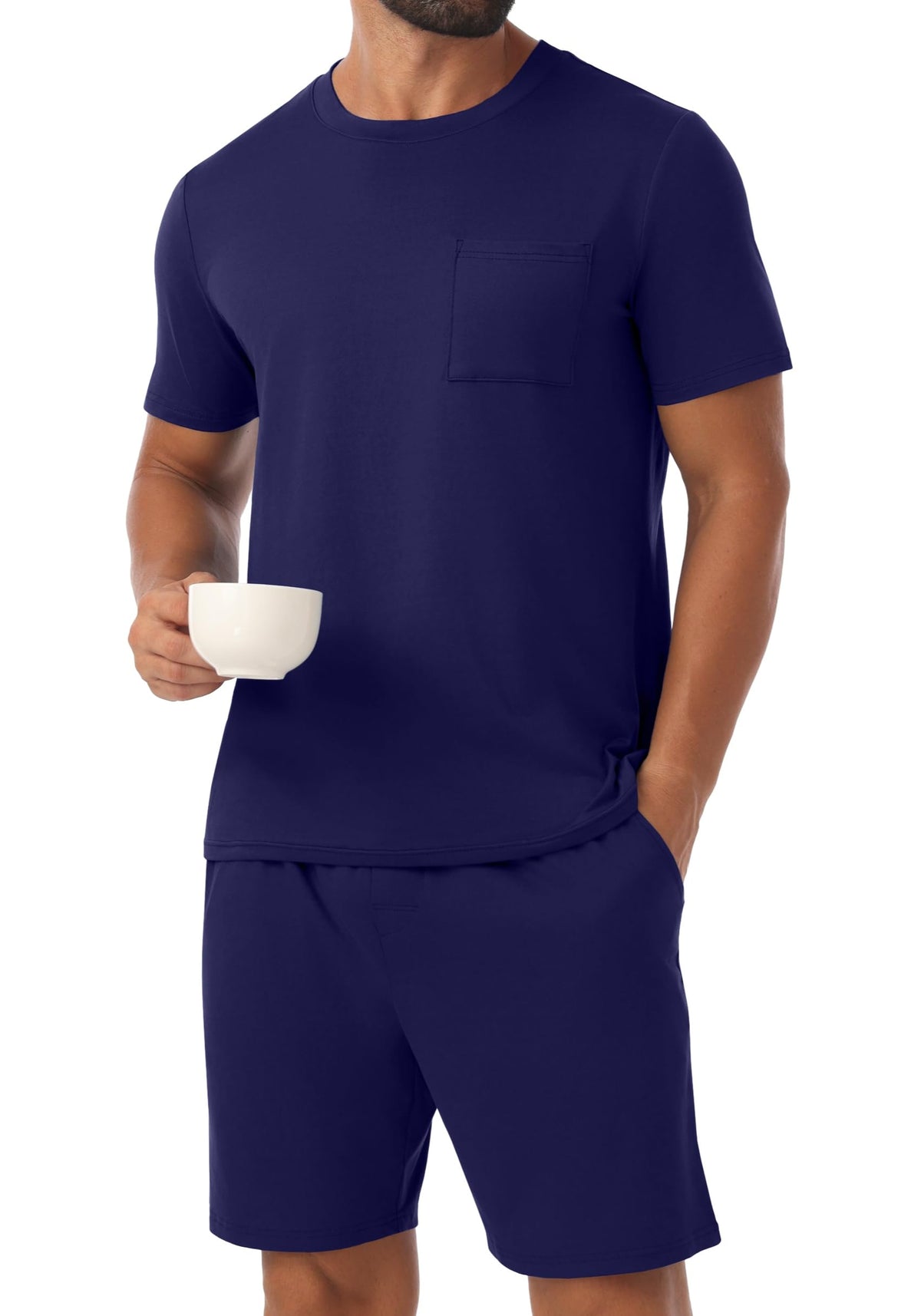 PrinStory Mens Pajamas Set Summer Short Sleeve Pjs Set S-3XL