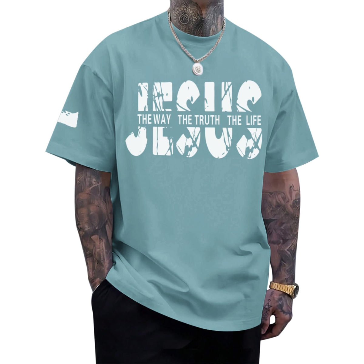 Christian Jesus Faith Shirts for Men God Religious Cross Bible Verse Inspirational Shirt Oversized Graphic Tees Tops