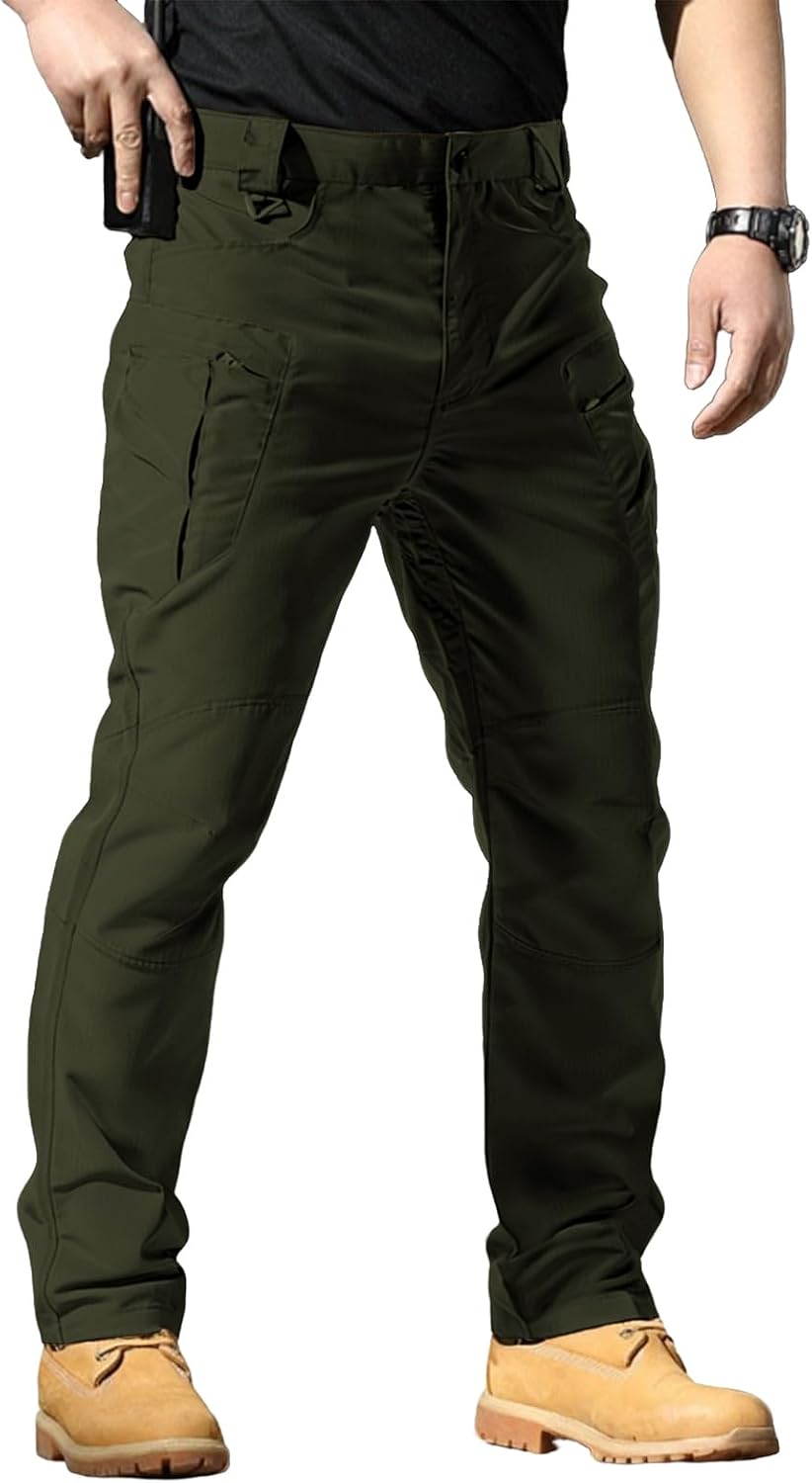Men's Stretch Tactical Pants,Water Resistant Ripstop Cargo Pants,Lightweight Outdoor Work Hiking Pants with Pockets