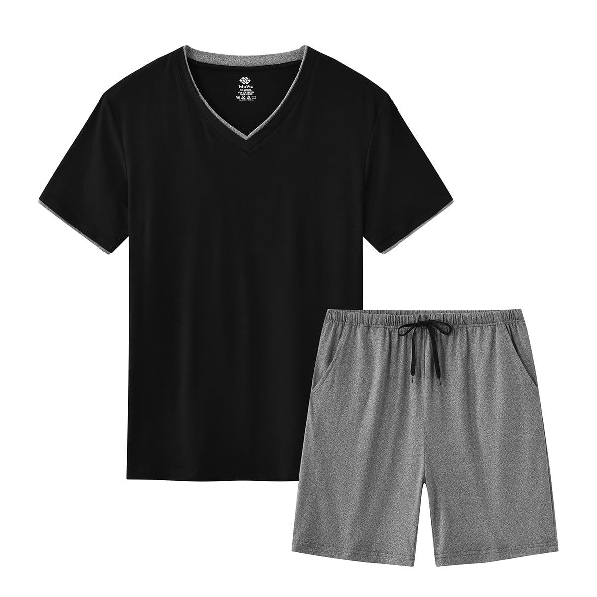 MoFiz Mens Pajamas Set Short Sleeve PJ's Sleep Lounge Sleepwear Cool Pyjama Summer Sets Comfortable Lightweight