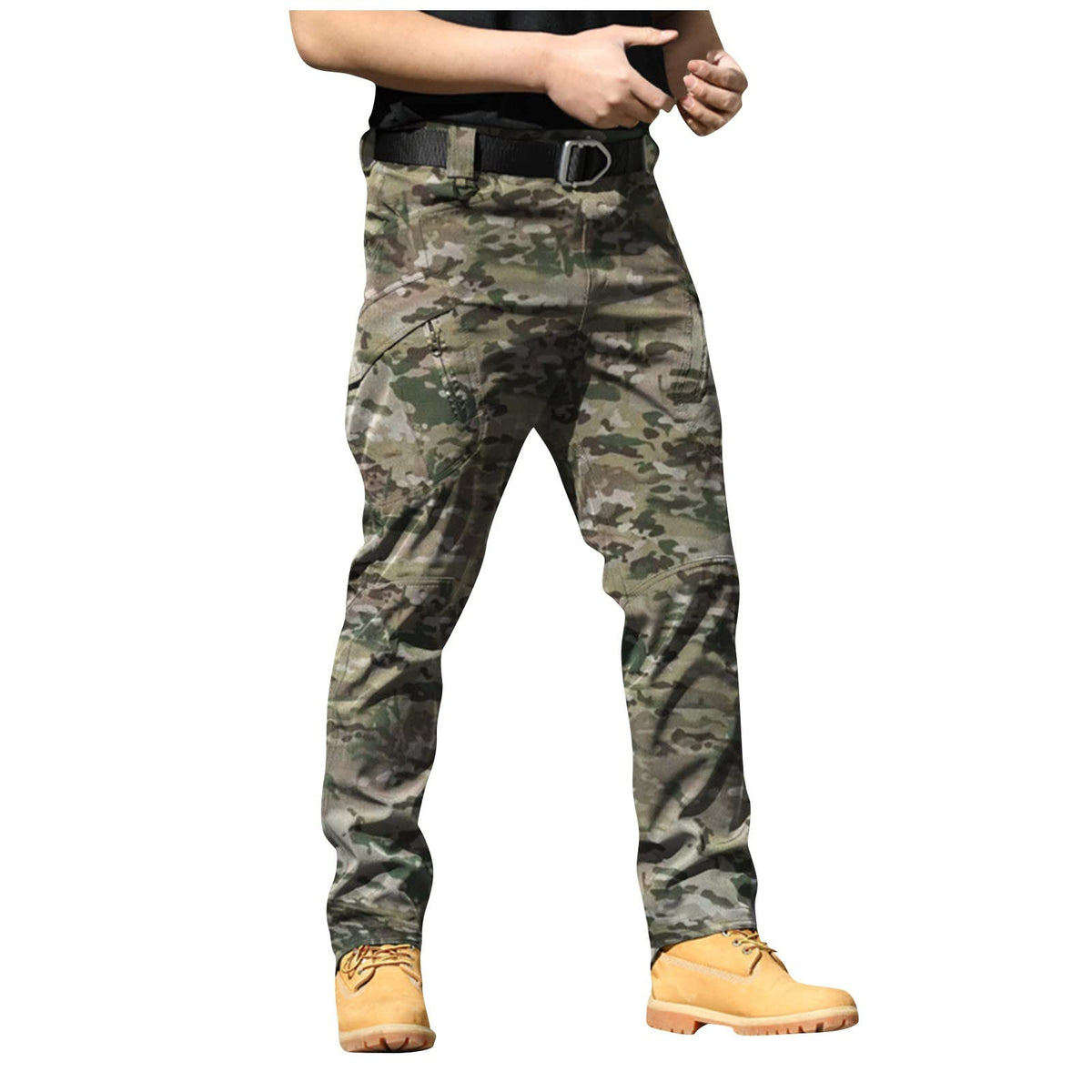 Mens Cargo Pants Water Resistant Relaxed Fit Hiking Work Pants Multi Pockets Ripstop Flex Baggy Camo Tactical Pant