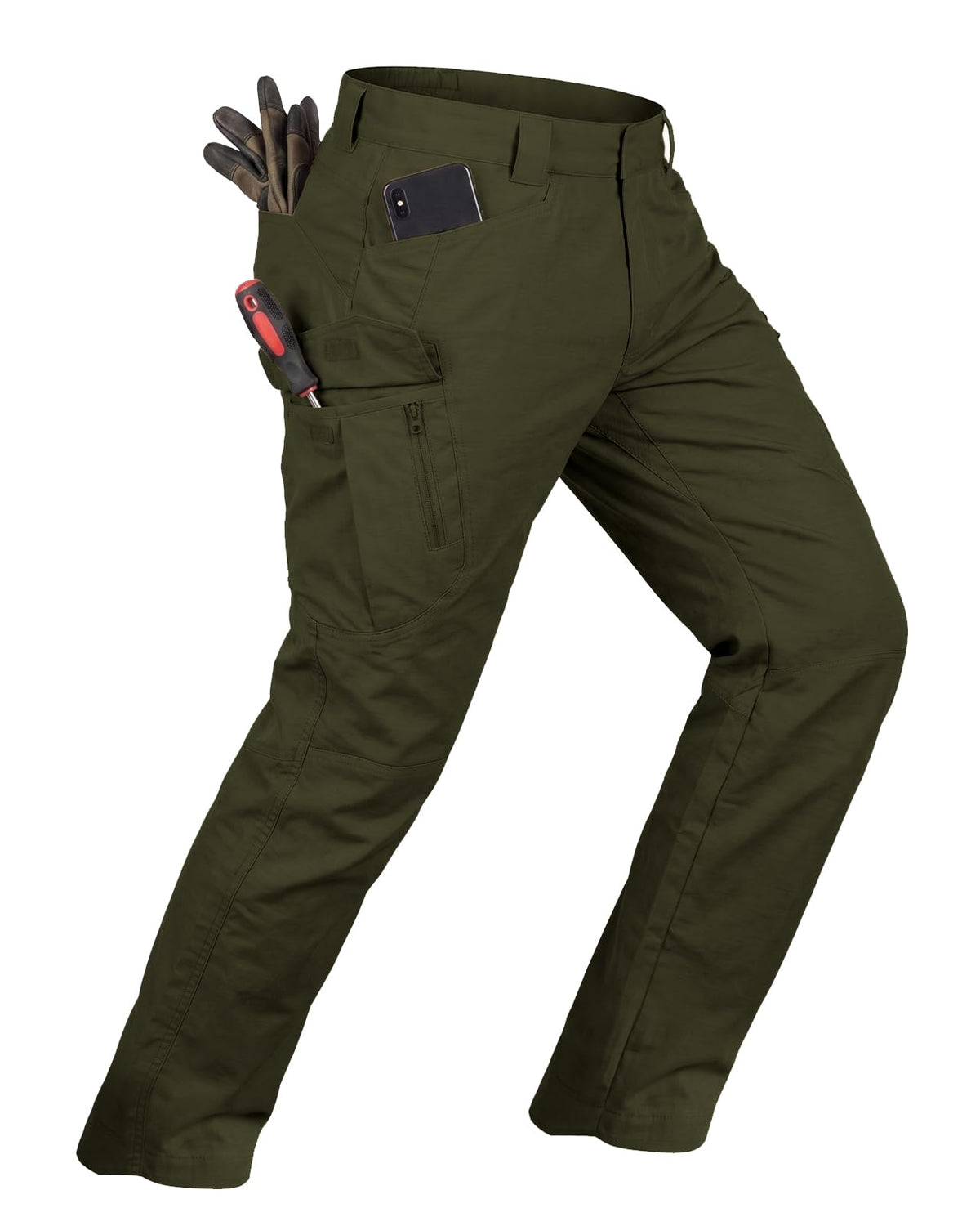 whox Men's Work Cargo Pants Tactical Hiking Casual Water Resistant Ripstop Trousers for Outdoor with 6 Pockets(No Belt)