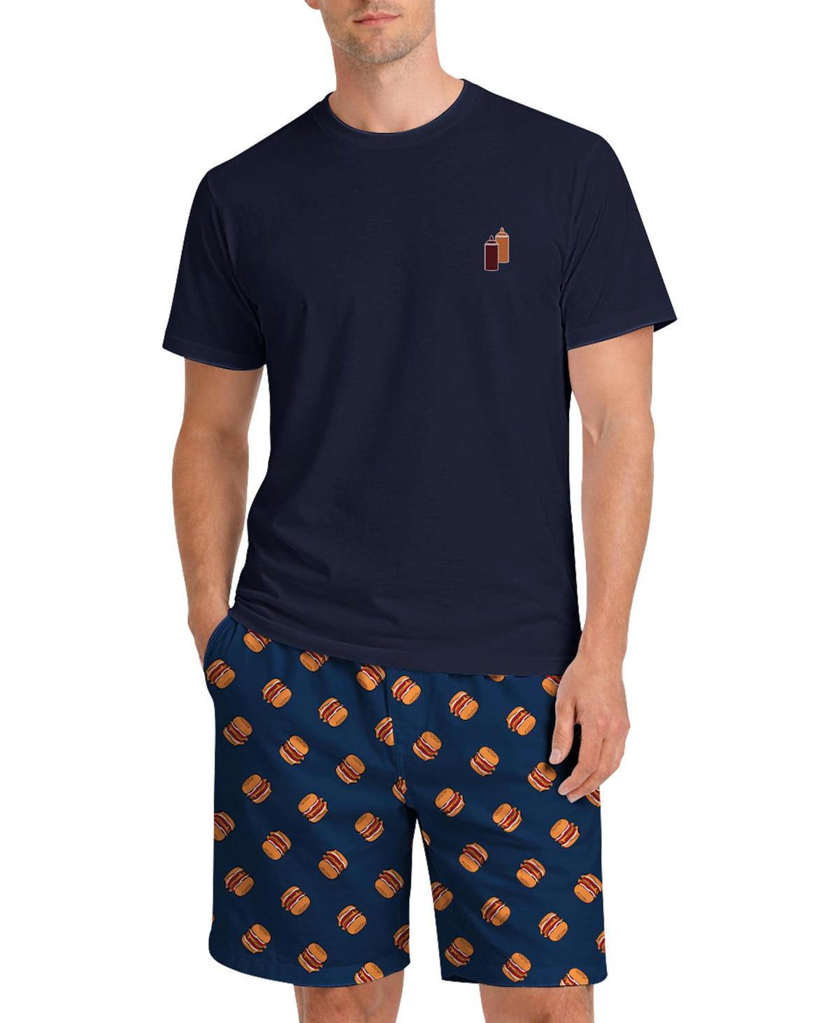 Yoimira Mens Soft Pajama Set Short/Long Sleeve 2 Piece PJs with Pockets