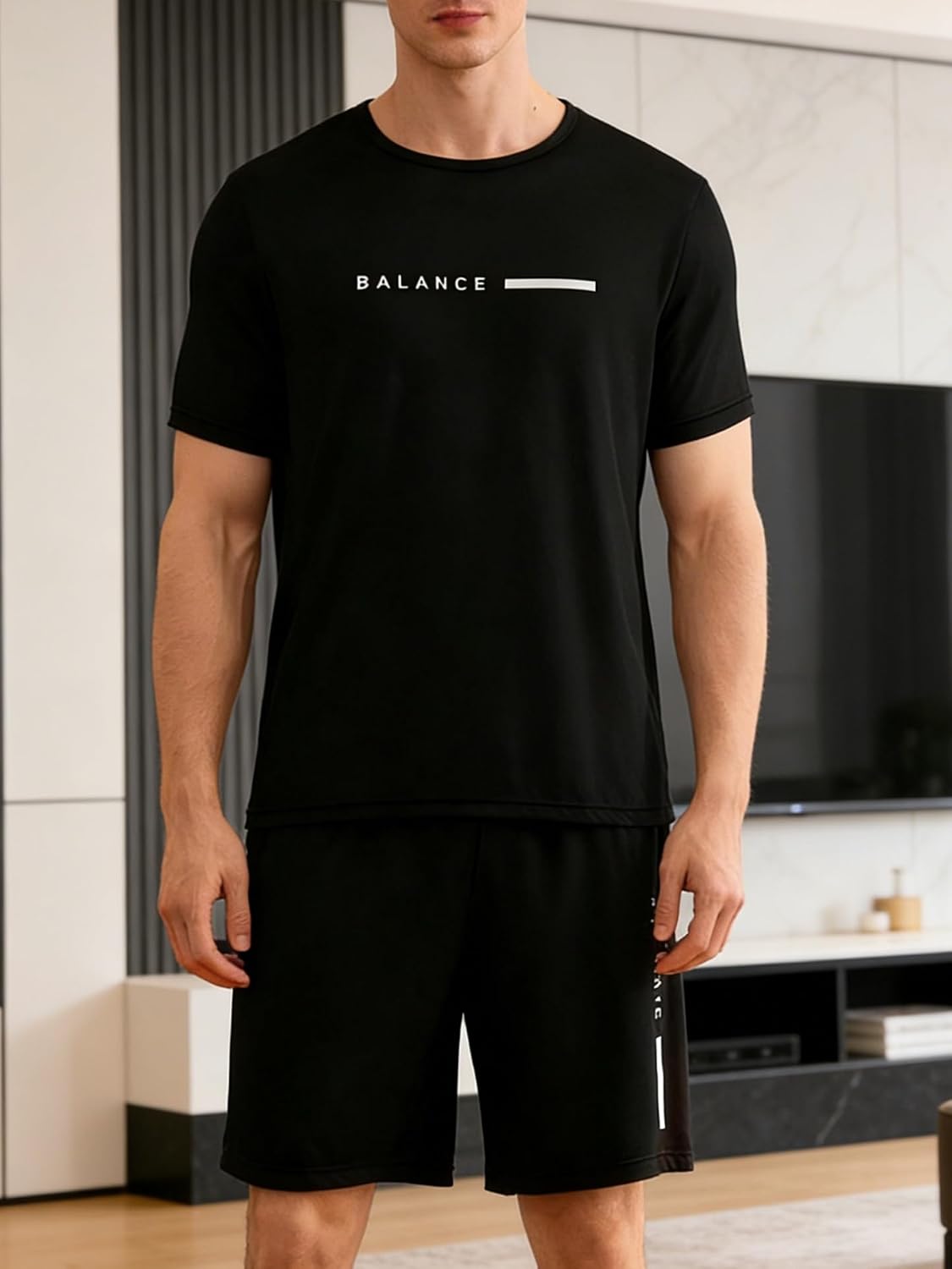 Men’s Print Loungewear Set, Short Sleeve T-Shirt and Shorts, Comfortable Sleepwear for Men, Casual Homewear Set