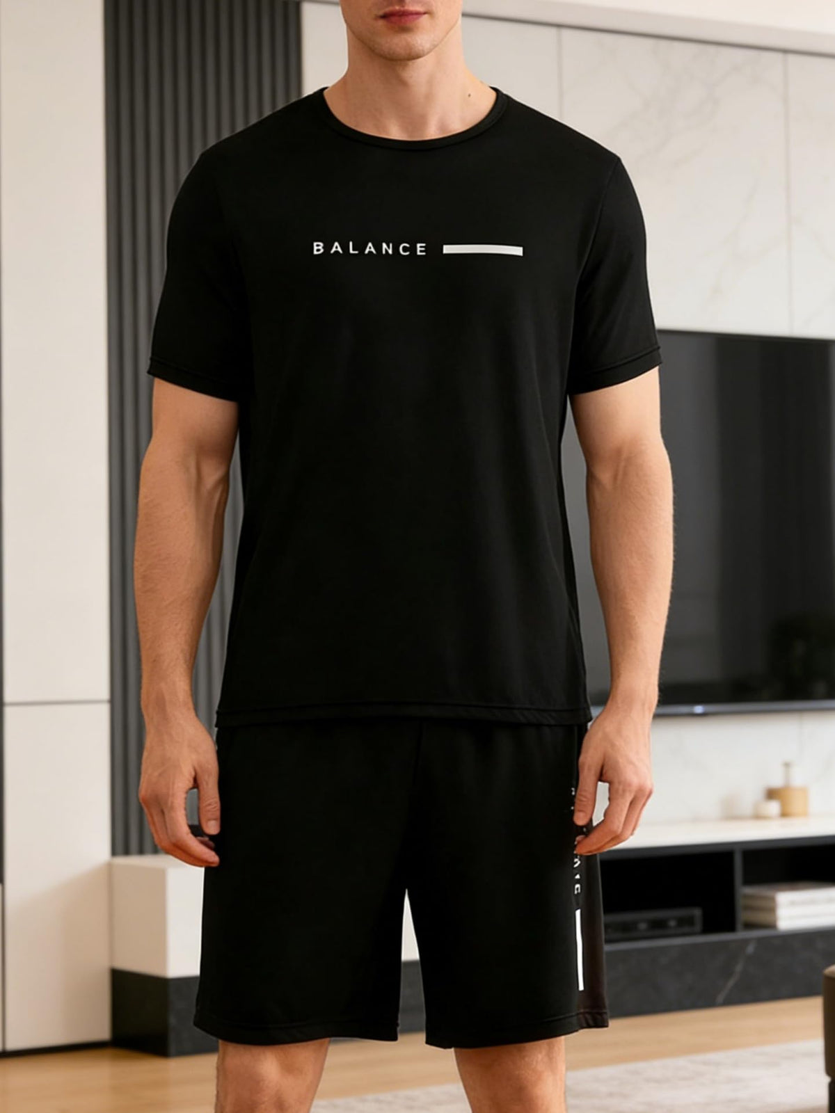 Men’s Print Loungewear Set, Short Sleeve T-Shirt and Shorts, Comfortable Sleepwear for Men, Casual Homewear Set