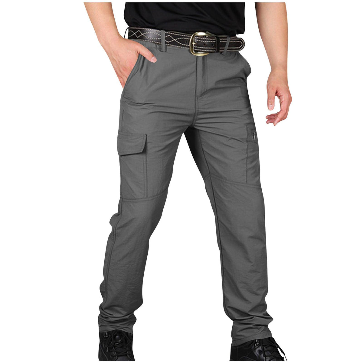 Men's Tactical Cargo Pants Straight Leg Ripstop Hiking Climbing Sweatpants Waterproof Mens Outdoor Work Multic-Pocket