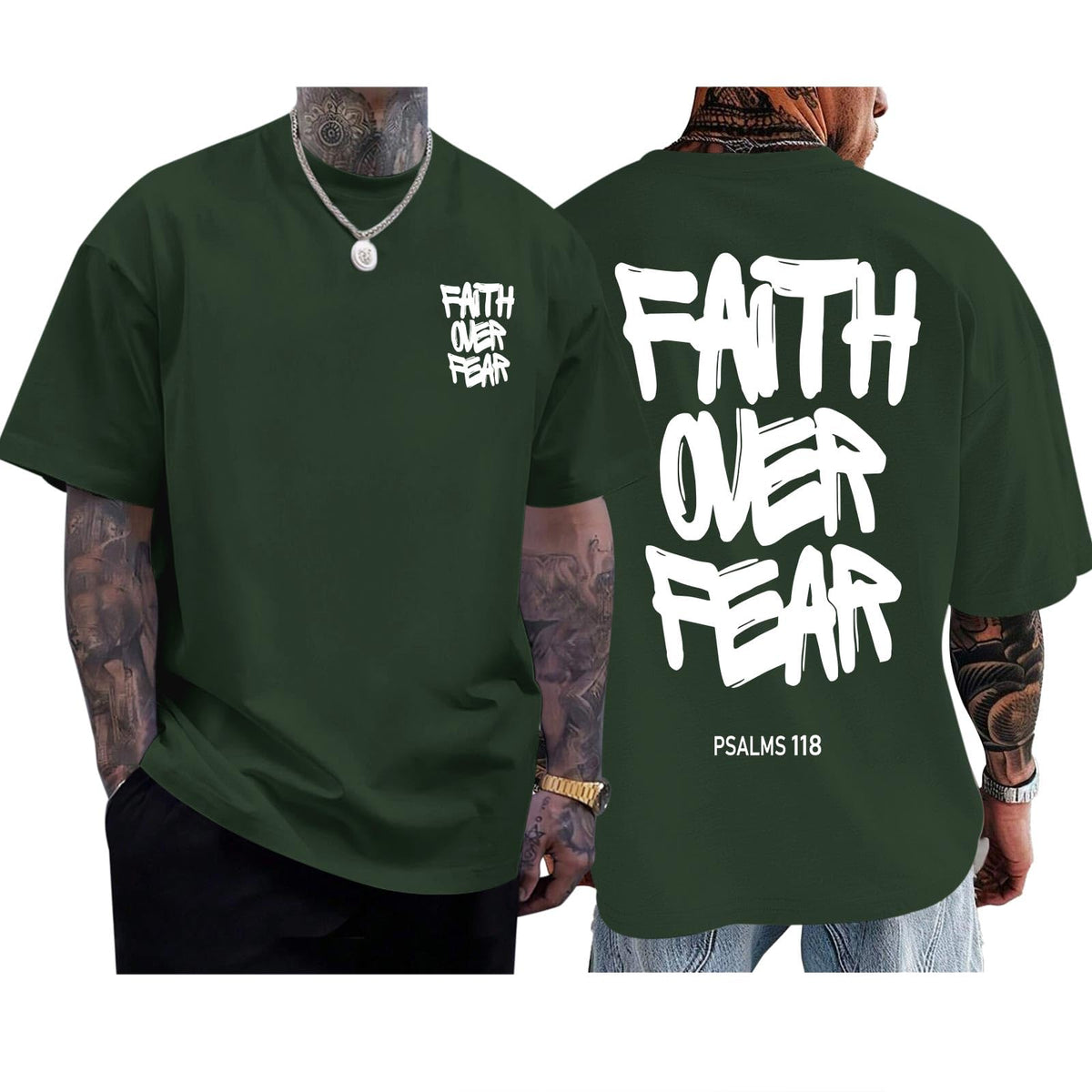 Christian Faith Over Fear Shirts for Men Jesus Religious Shirt Inspirational Oversized Graphic Tees God T-Shirt Tops