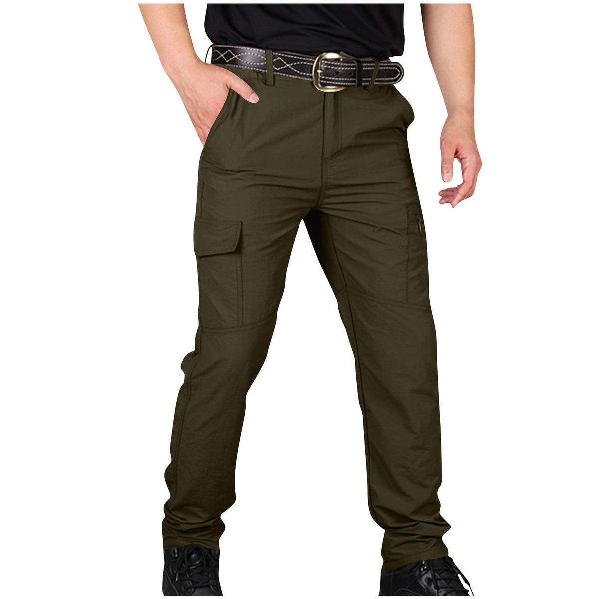 Men's Tactical Cargo Pants Straight Leg Ripstop Hiking Climbing Sweatpants Waterproof Mens Outdoor Work Multic-Pocket