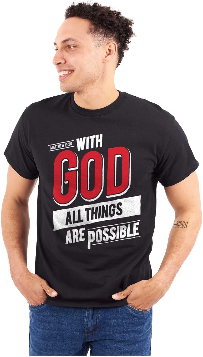 with God All Things are Possible Mens Graphic T Shirt Tees