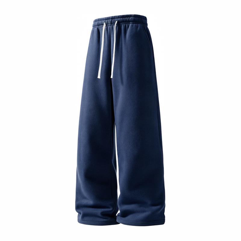 Men’s 2-Pack Baggy Polyester Sweatpants - Drawstring Waist Adapts to Your Fit, Mid-Waist, Loose-Fit, Plain, Stylish, Soft, Breathable, Streetwear Look, Easy Vibe, Athletic Casual Pants for Summer (2-Pack Value for Backup Casual Days)