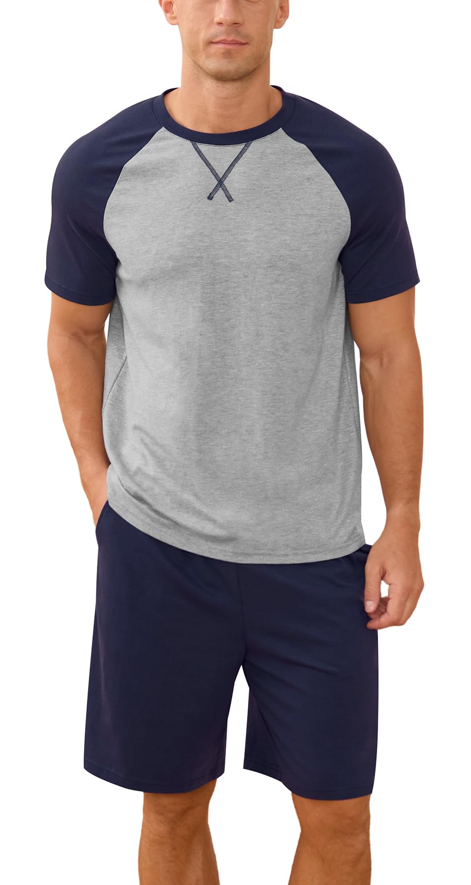 NITAGUT Mens Pajama Set Summer 2 Piece Loungewear Short Sleeve Pjs