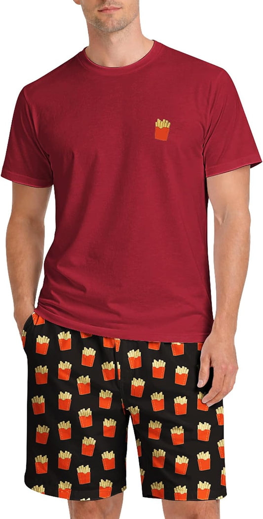 Yoimira Mens Soft Pajama Set Short/Long Sleeve 2 Piece PJs with Pockets