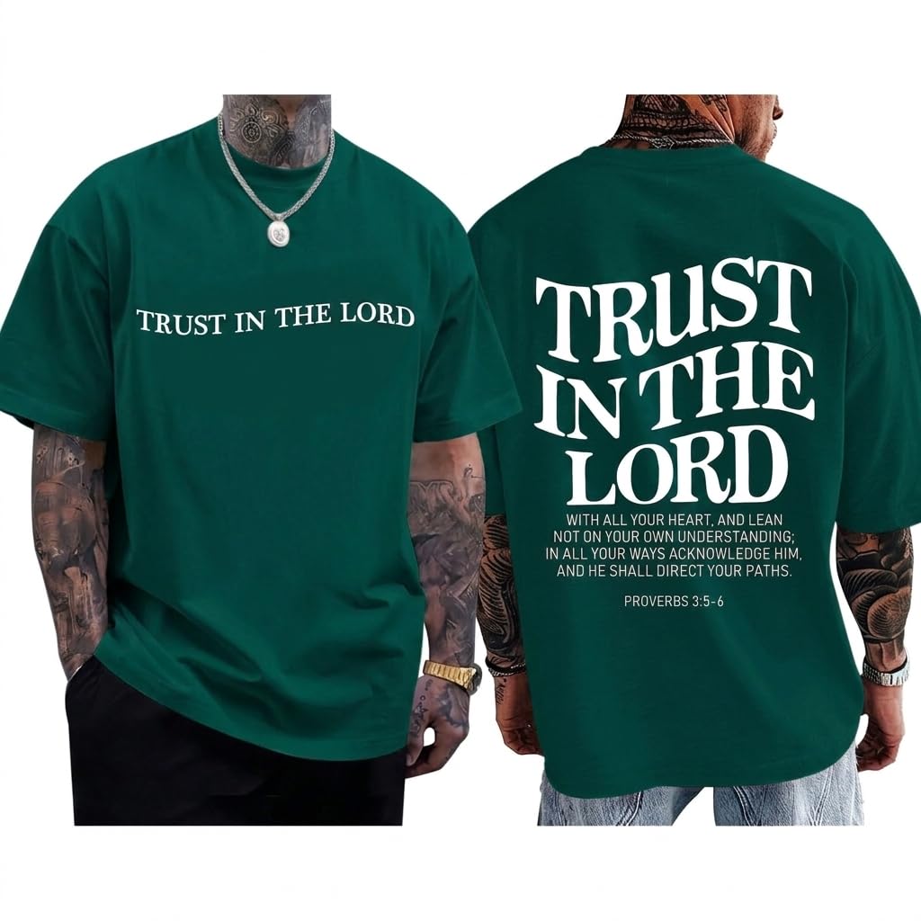 Christian Jesus Shirts for Men Trust in The Lord Tshirt God Faith Religious Bible Verse Oversized Graphic Cotton Tees