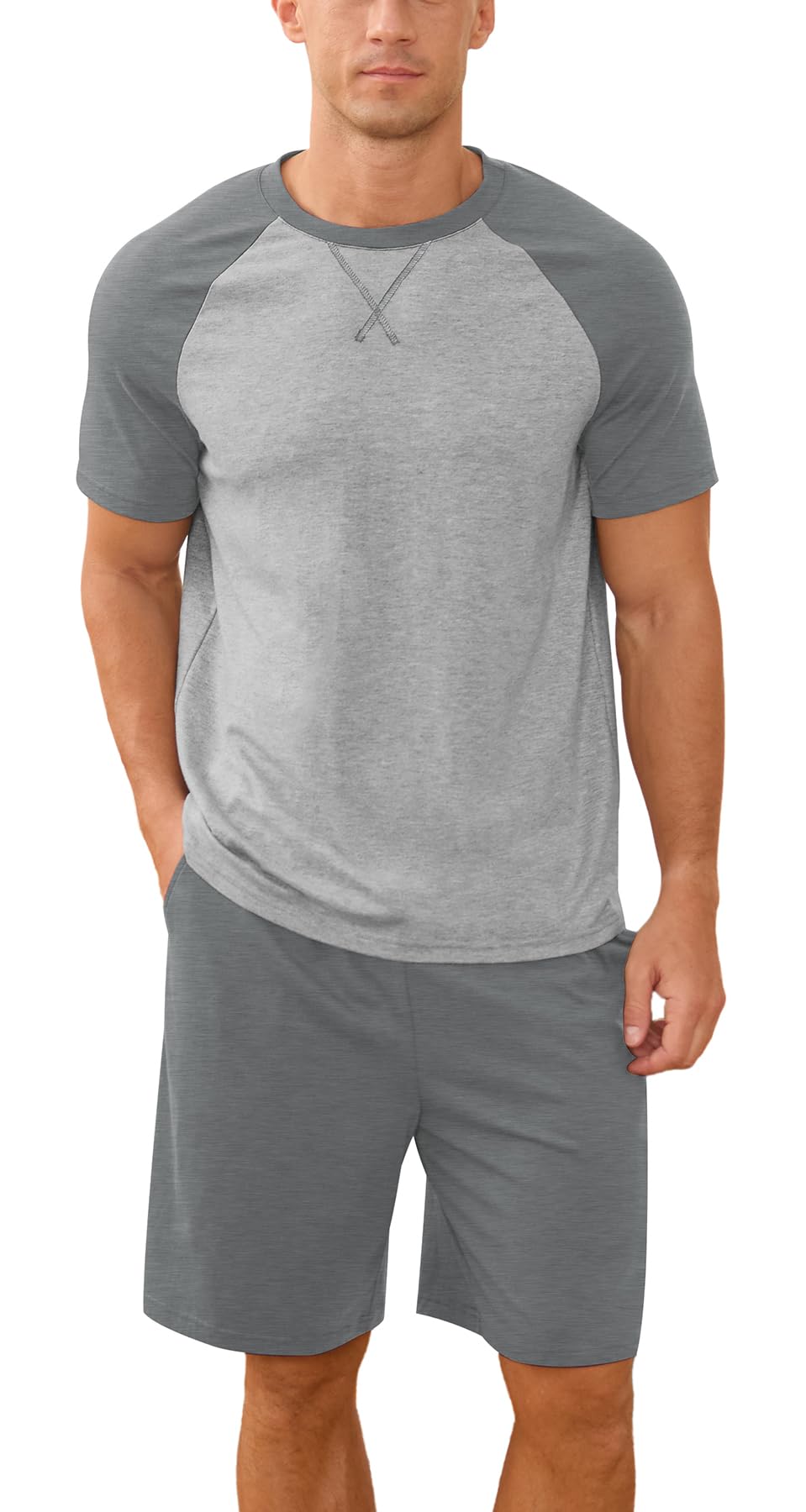 NITAGUT Mens Pajama Set Summer 2 Piece Loungewear Short Sleeve Pjs