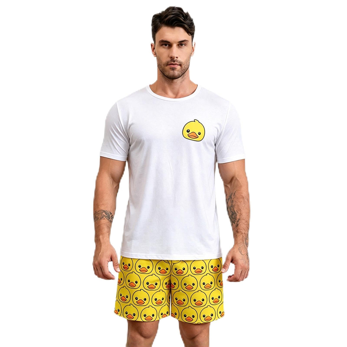 Men's Summer Pajama Set - Short Sleeve Top & Shorts Lounge Wear