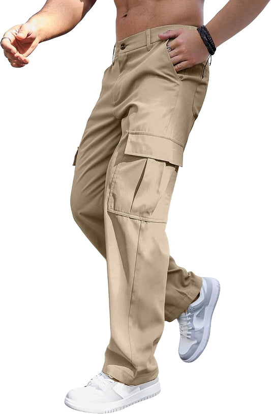 Comdecevis Men's Casual Cargo Pants Relaxed Fit Work Pants