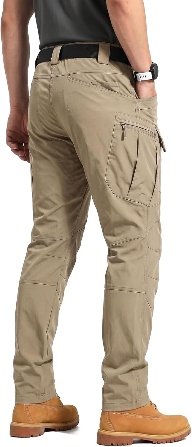 Men's Tactical Work Cargo Pants, Water-Resistant Ripstop for Hiking