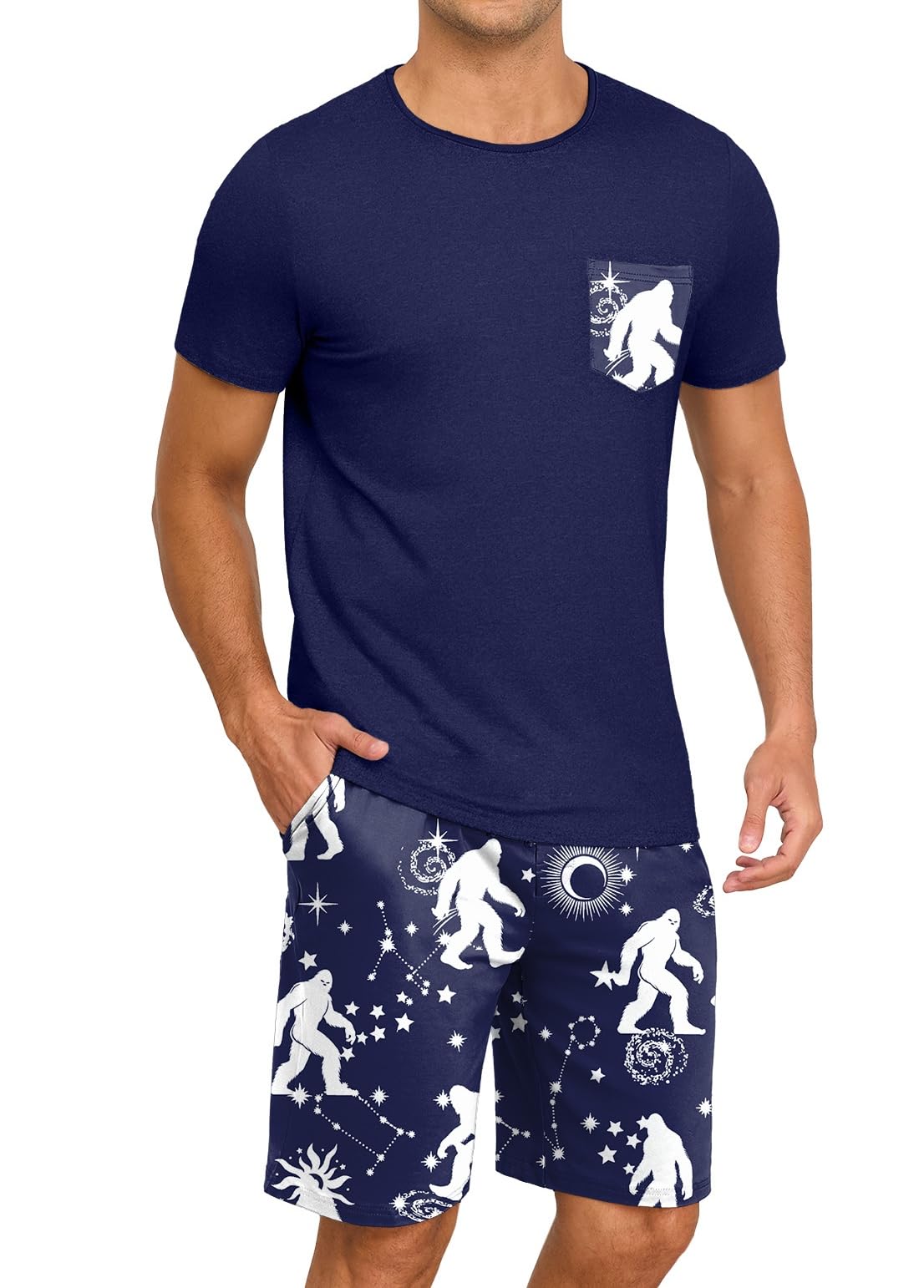 PrinStory Mens Pajamas Set Short Sleeve Pjs Sets S-3XL