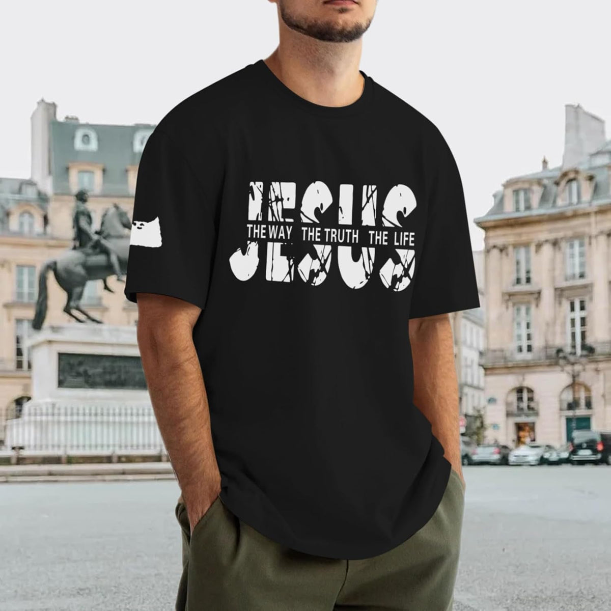 Christian Jesus Faith Shirts for Men God Religious Cross Bible Verse Inspirational Shirt Oversized Graphic Tees Tops