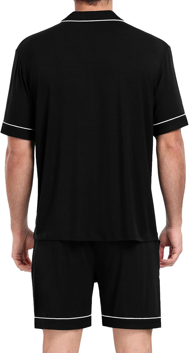 Mens 2 Piece Short Sleeve Button Down Pajama Set, S-3XL