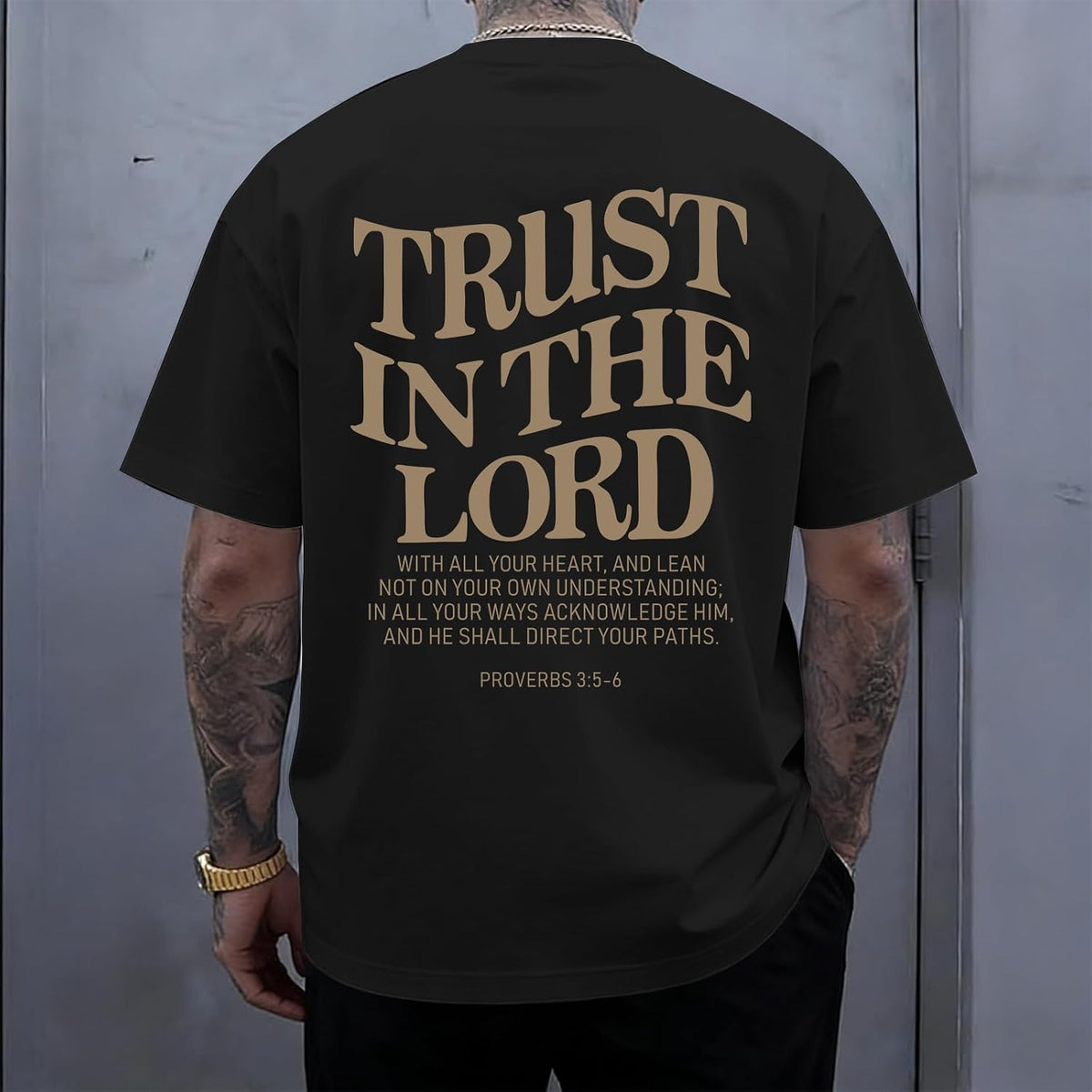 Christian Jesus Shirts for Men Trust in The Lord Tshirt God Faith Religious Bible Verse Oversized Graphic Cotton Tees