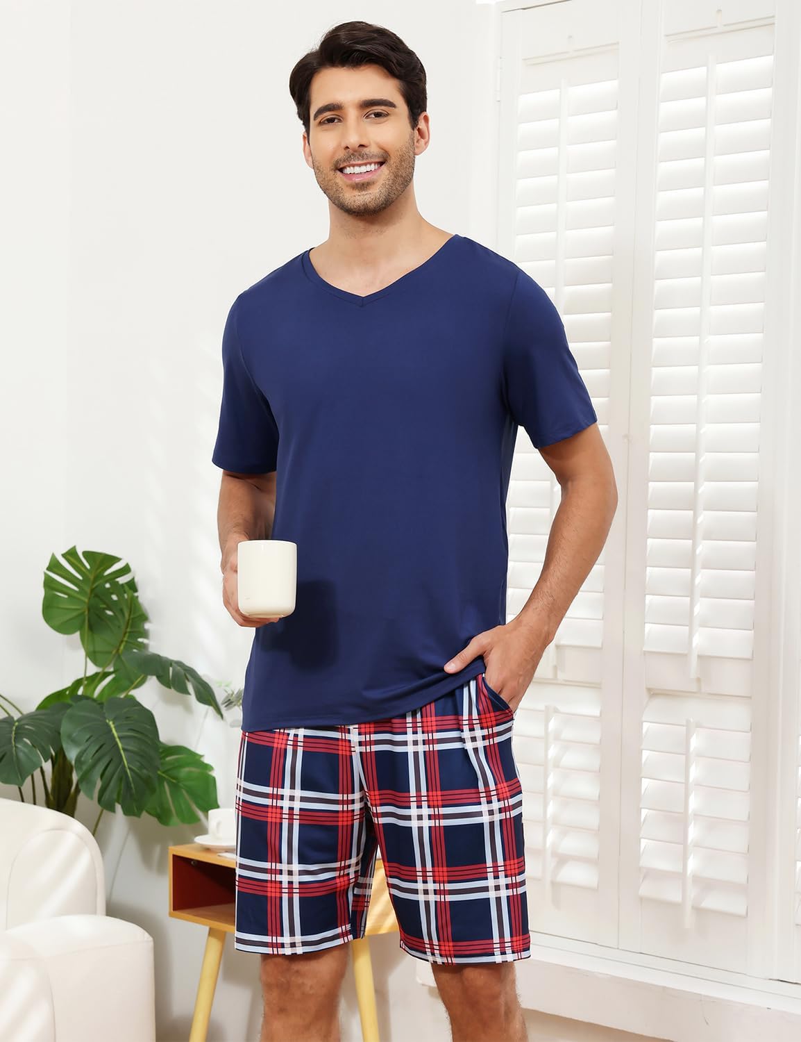 Matching Pajamas for Couple Set Short Sleeve Soft Sleepwear