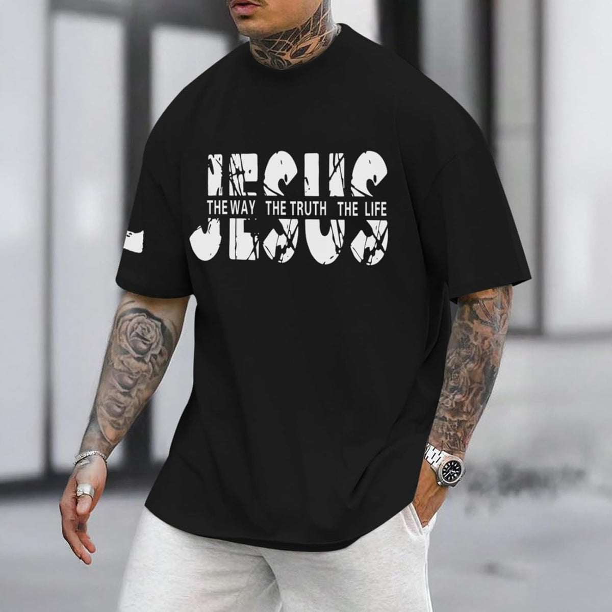 Christian Jesus Faith Shirts for Men God Religious Cross Bible Verse Inspirational Shirt Oversized Graphic Tees Tops