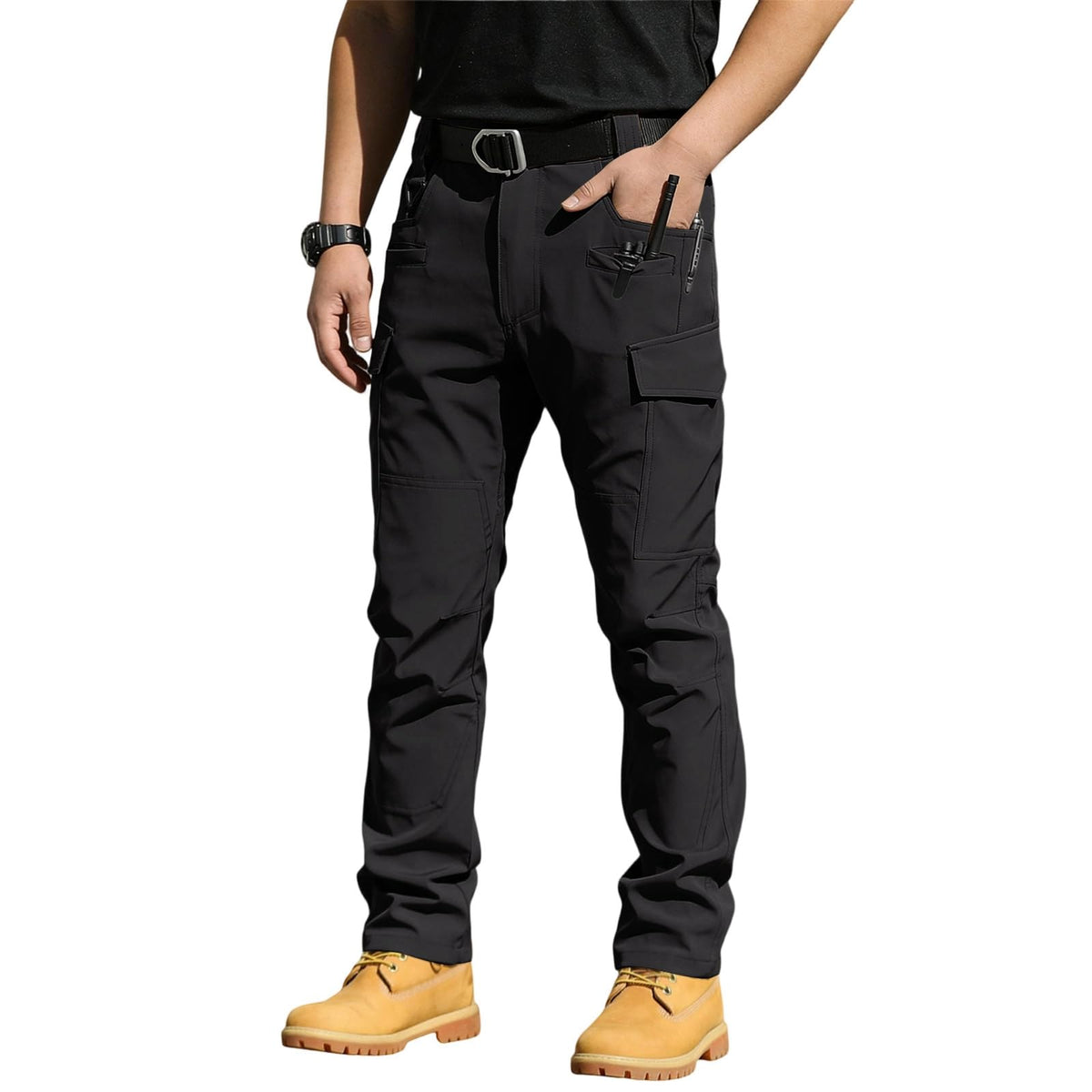 Mens Cargo Pants Water Resistant Relaxed Fit Hiking Work Pants Multi Pockets Ripstop Flex Baggy Camo Tactical Pant