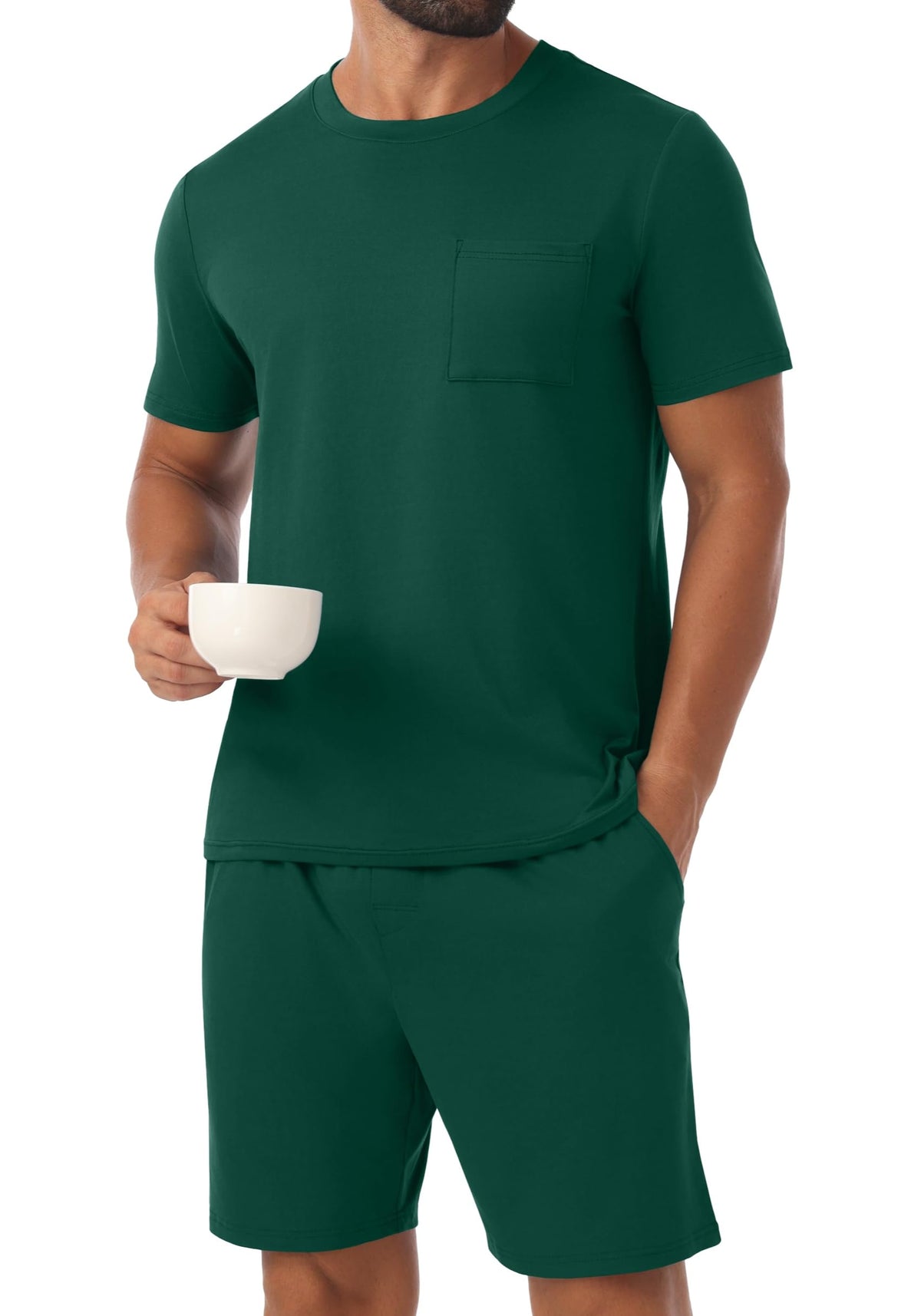 PrinStory Mens Pajamas Set Summer Short Sleeve Pjs Set S-3XL