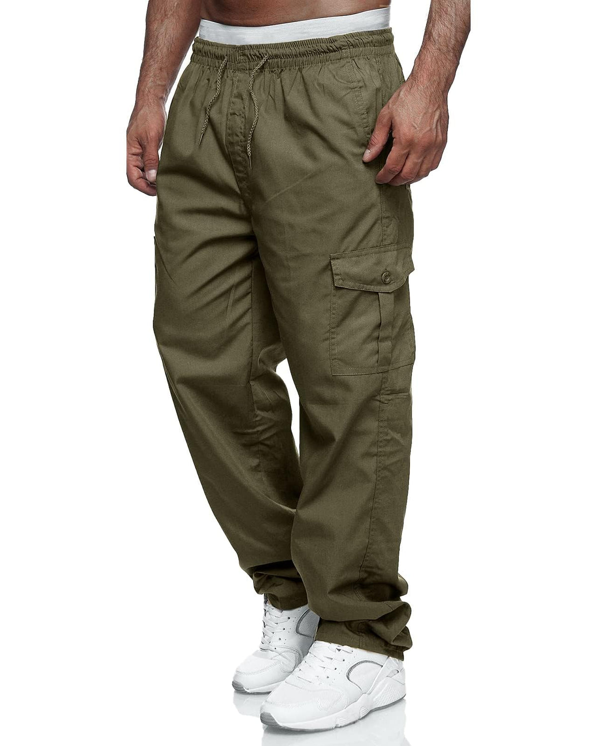 Men's Cargo Pants Relaxed Fit Sweatpants Drawstring Waist Trousers