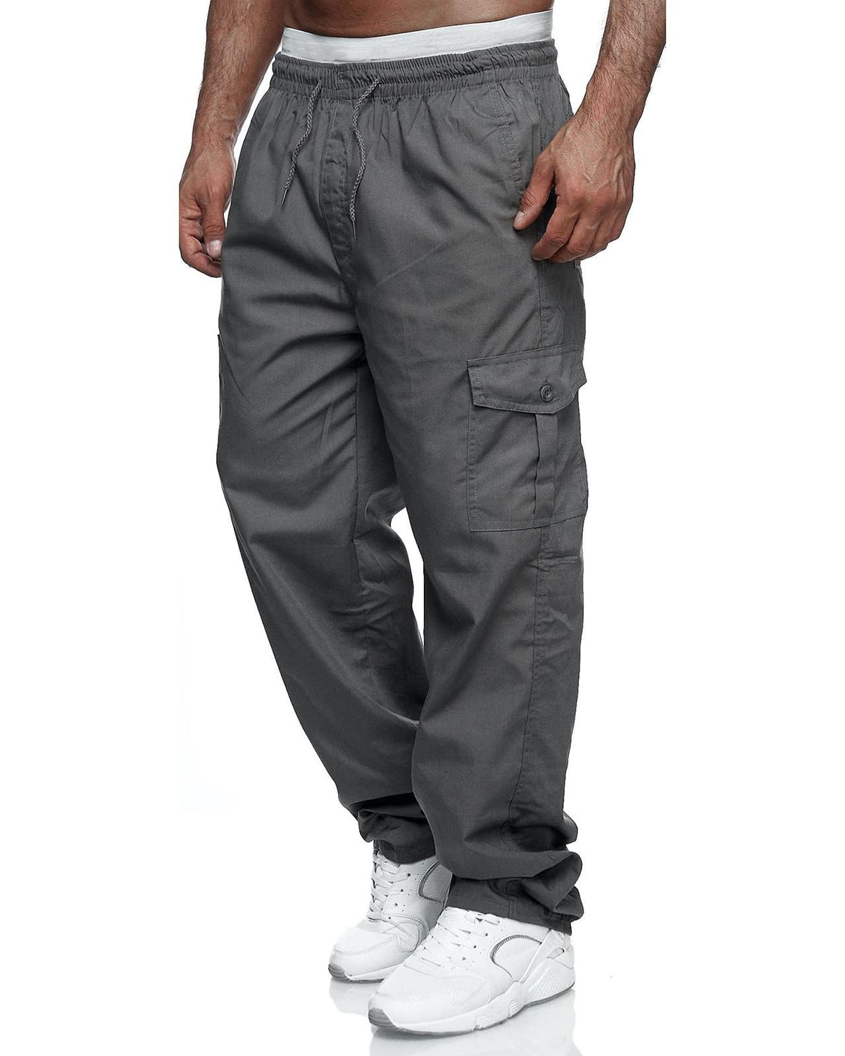 Men's Cargo Pants Relaxed Fit Sweatpants Drawstring Waist Trousers