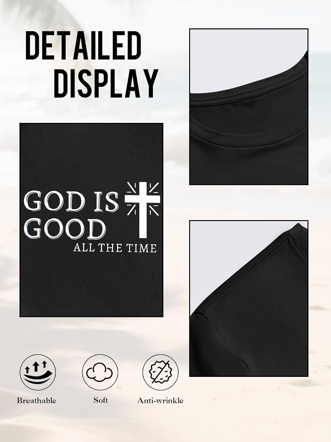 Mens Christian Shirts Shorts Sleeve Crewneck Jesus Cross Printed T Shirts Loose Graphic Tee