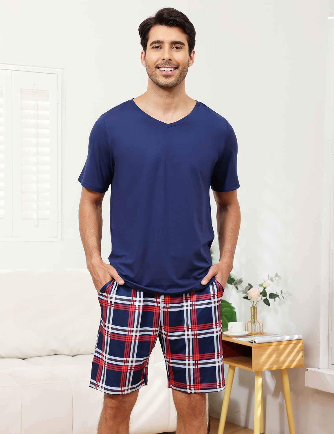 Matching Pajamas for Couple Set Short Sleeve Soft Sleepwear
