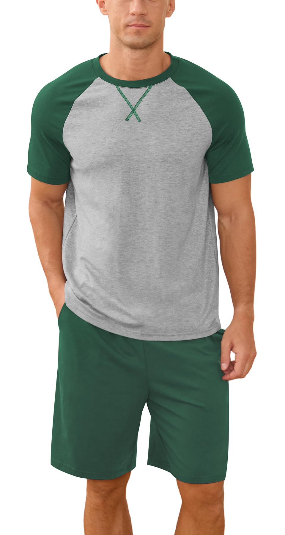 NITAGUT Mens Pajama Set Summer 2 Piece Loungewear Short Sleeve Pjs